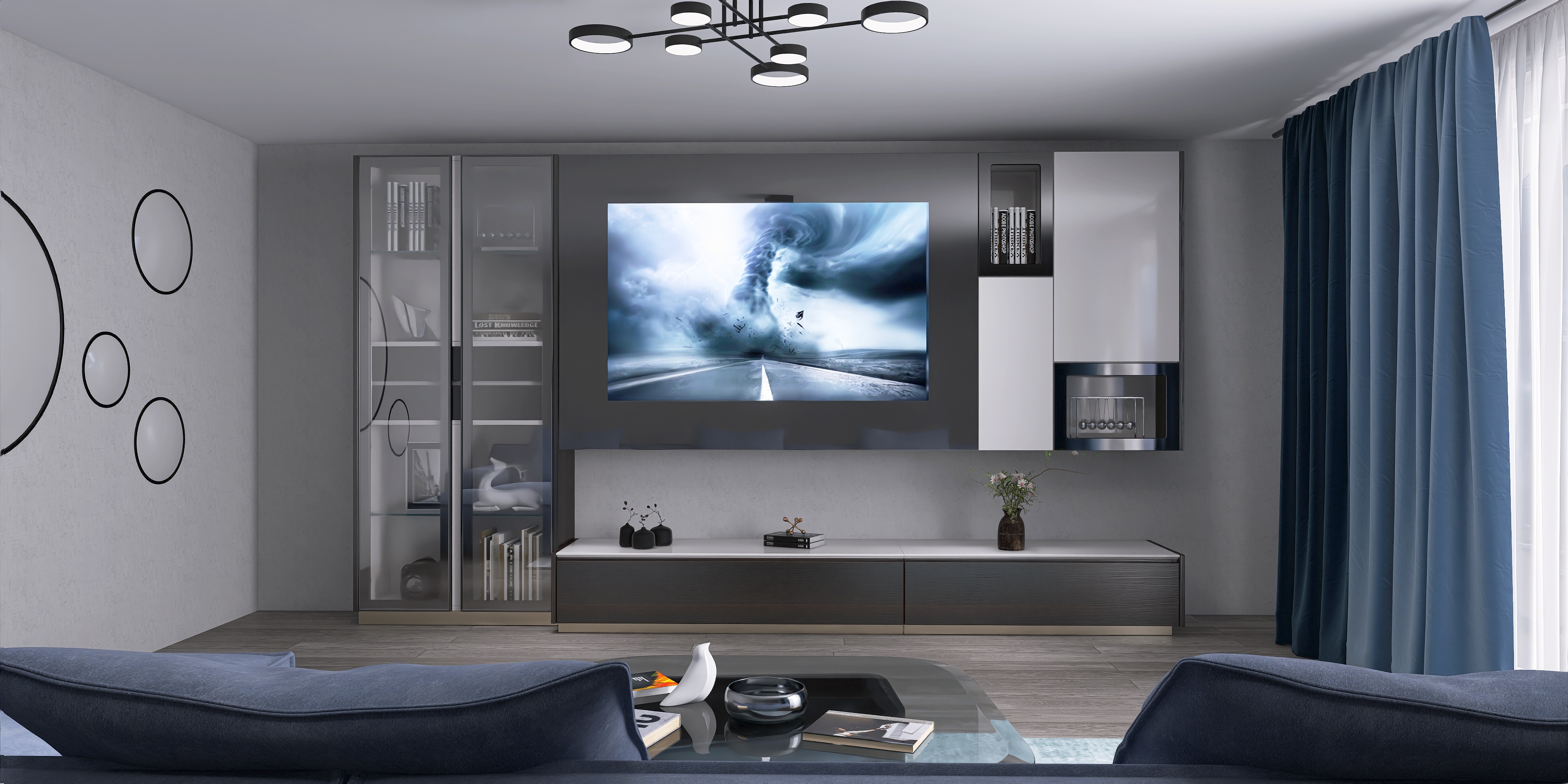 Projektbild von Wohnzimmer in Grau & Glas in Ravensburg